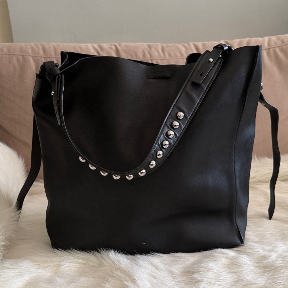 AllSaints Suzi NS Black Studded Women's North South Tote Bag